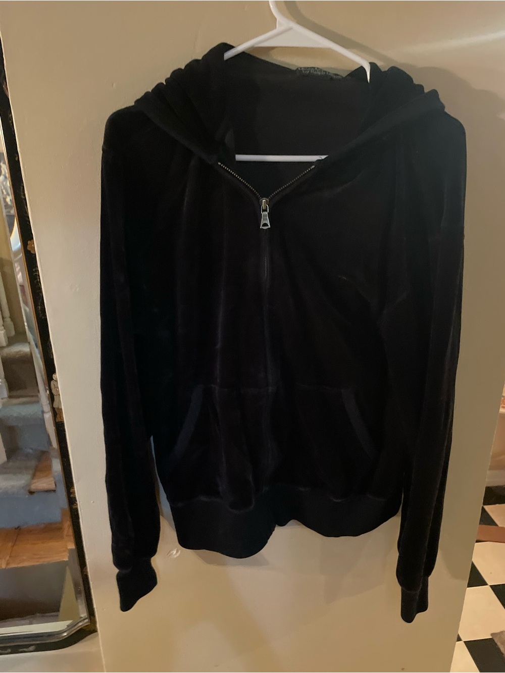 Vintage 90s Polo by Ralph Lauren Black Velour Zip up Hoodie